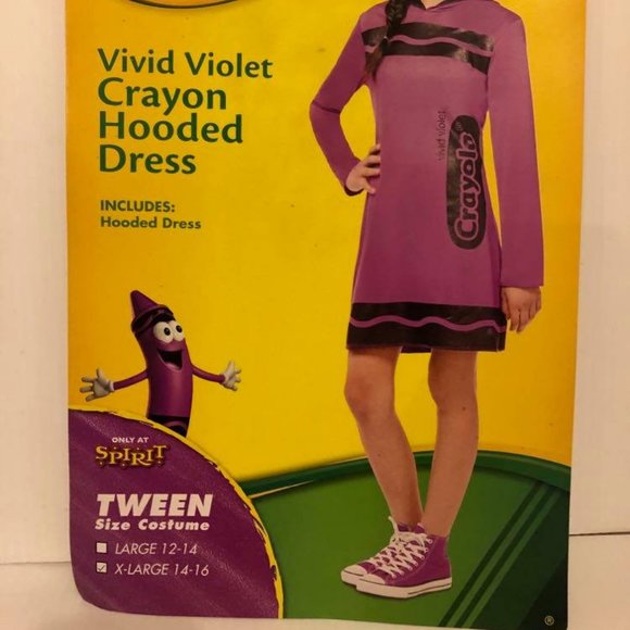 New Girls Tween Vivid Violet Crayola Hood dress - Picture 4 of 4